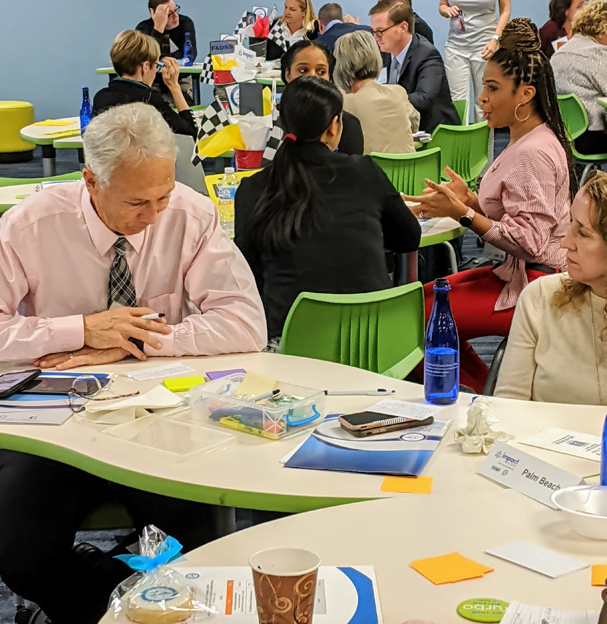 Cadre members engage in Design Thinking during their Learning Walk at a M-DCPS middle school.