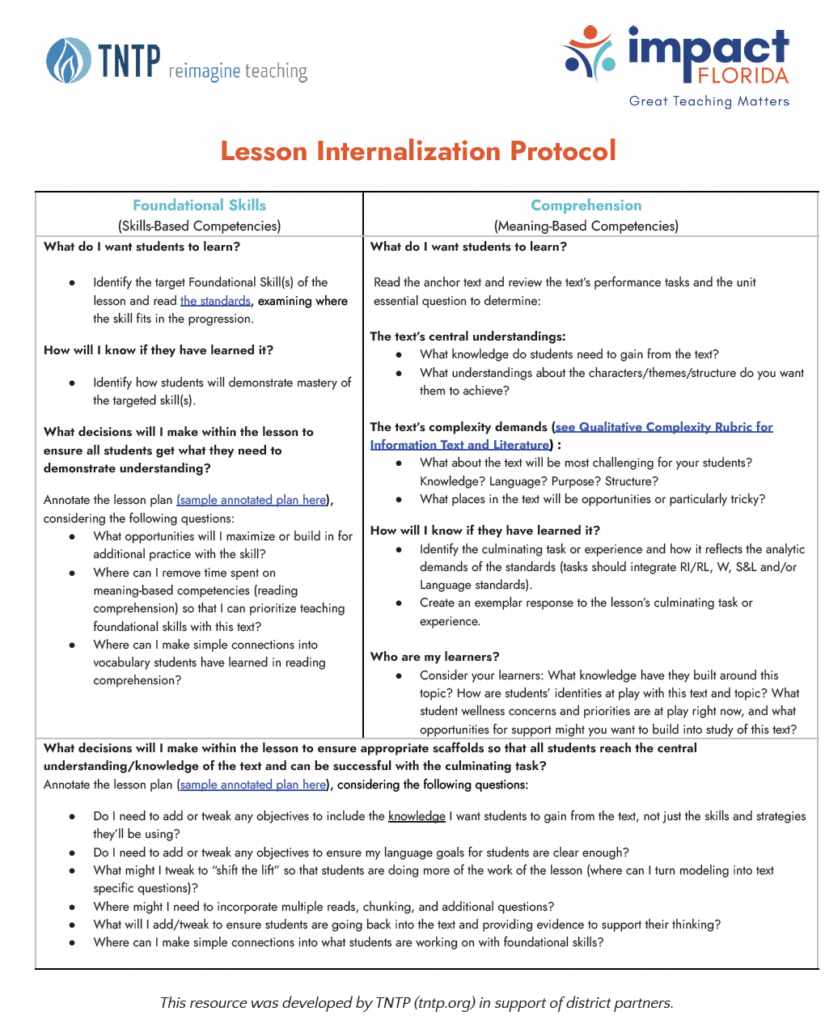 Intellectual Preparation Toolkit For ELA - Impact Florida